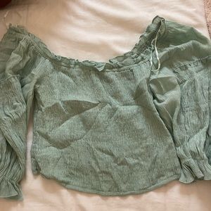 Off the shoulder light green blouse